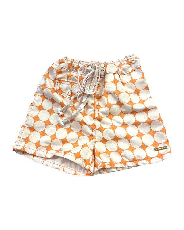 Cotton Rustic Shorts in Orange Retro Print