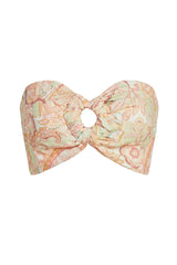 Cropped Bustier Green Paisley Print