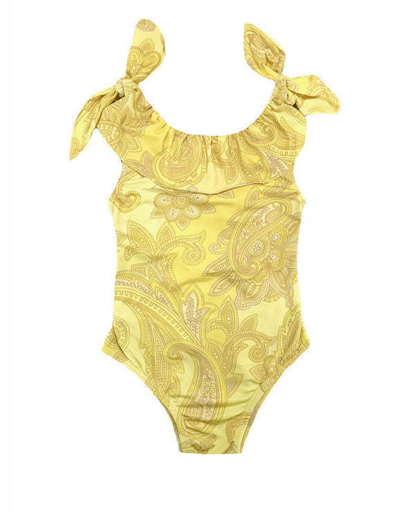 Penelope Kids Swimsuit Yellow Baroque Print