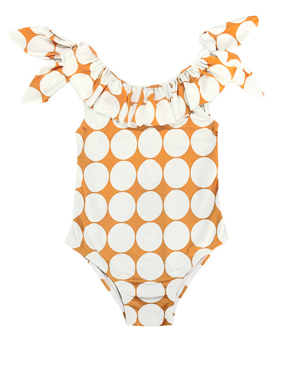Penelope Kids Swimsuit Orange Retro Print