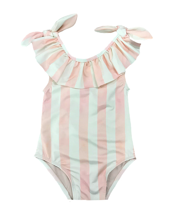 Penelope Kids Swimsuit Light Pink Stripes Print