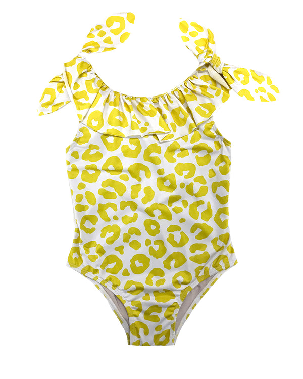 Penelope Kids Swimsuit Yellow Leopard Print