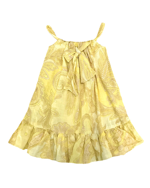 Bella Kids Beach Dress Yellow Baroque Print