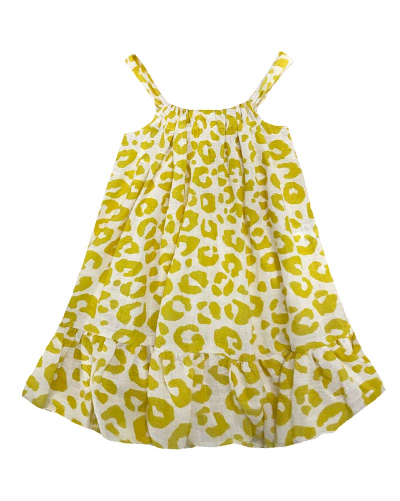 Bella Kids Beach Dress Yellow Leopard Print