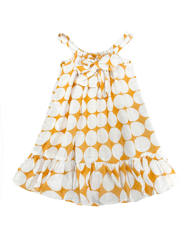 Bella Kids Beach Dress Orange Retro Print