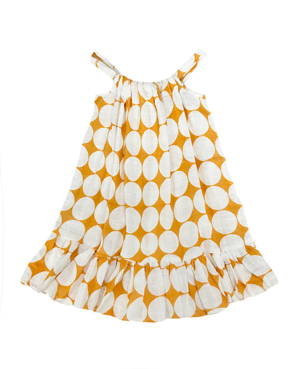 Bella Kids Beach Dress Orange Retro Print