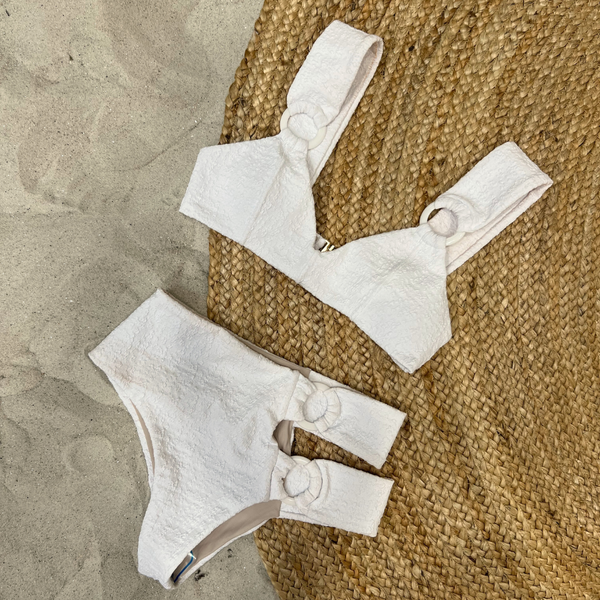 Sloane Bikini In White Tweed Texture