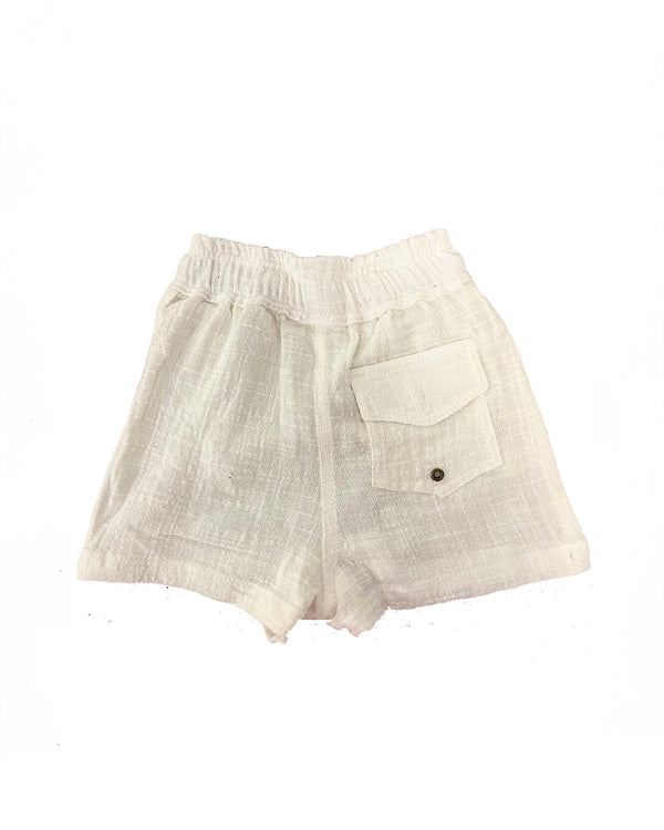 Cotton Rustic Shorts in Off White