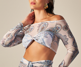 Tule Top Blue Paisley Print