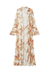 Ruffle Robe Yellow Paisley Print