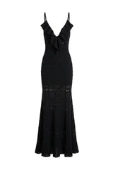 Martha Dress Black Jacquard Texture