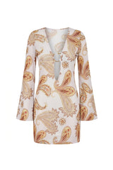 Short Sixty Dress Yellow Paisley Print
