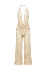 Lace Jumpsuit Beige Texture
