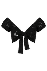 Cherie Top Black Jacquard Texture
