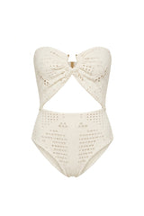 Scarf Swimsuit Off White Jacquard