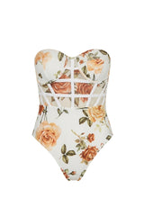 Rose Print Tule Bouche Swimsuit