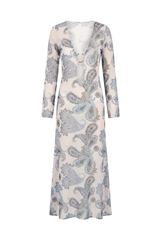 Long Sixty Dress Blue Paisley Print