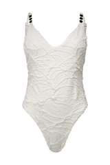 Off White Floral Texture Lily Swimsuit