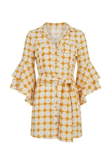 Ruffle Safari Shirt in Orange Retro