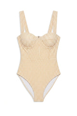 Pied de Poule Print Bouche Swimsuit