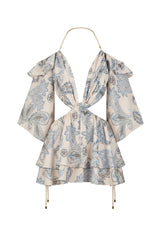 Alex Dress Blue Paisley Print