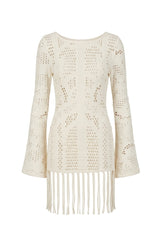 Lucia Dress Off White Jacquard Texture