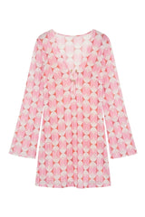 Short Sixty Dress Pink Retro Print