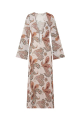 Long Sixty Dress Pink Paisley Print
