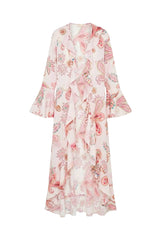 Ruffle Robe Pink Paisley Print