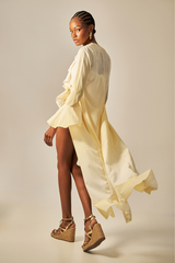 Ruffle Robe Yellow Gradient Print