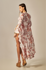 Ruffle Robe Pink Paisley Print