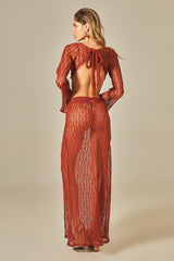 Rimini Dress In Rust Crochet