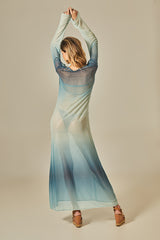 Long Sixty Dress in Gradient Blue