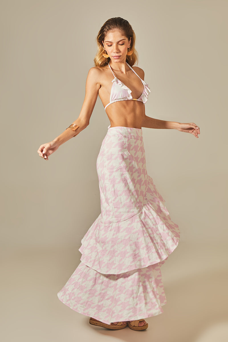 Joana Skirt in Pink Pied de Poule