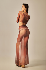 Tule Top Bronze Gradient Print