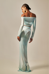 Tule Top Green Gradient Print