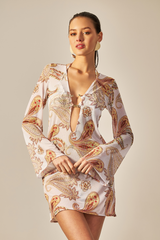 Short Sixty Dress Yellow Paisley Print