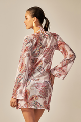 Short Sixty Dress Pink Paisley Print