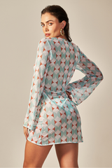 Short Sixty Dress Green Retro Print