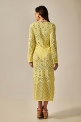 Long Sixty Dress Yellow Lace