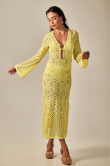 Long Sixty Dress Yellow Lace