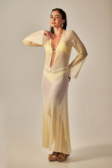 Long Sixty Dress Yellow Gradient Print