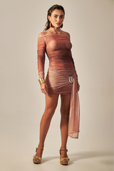 Yasmin Dress Bronze Gradient Print