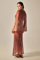Long Sixty Dress Bronze Gradient Print