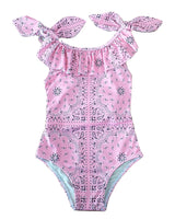 Itacaré Kids Swimsuit Pink Bandana Print
