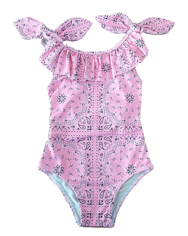 Pink Bandana Print Itacaré Kids Swimsuit