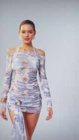 Yasmin Dress Blue Paisley Print