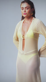 Long Sixty Dress Yellow Gradient Print