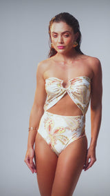 Scarf Body Yellow Paisley Print