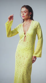 Long Sixty Dress Yellow Lace